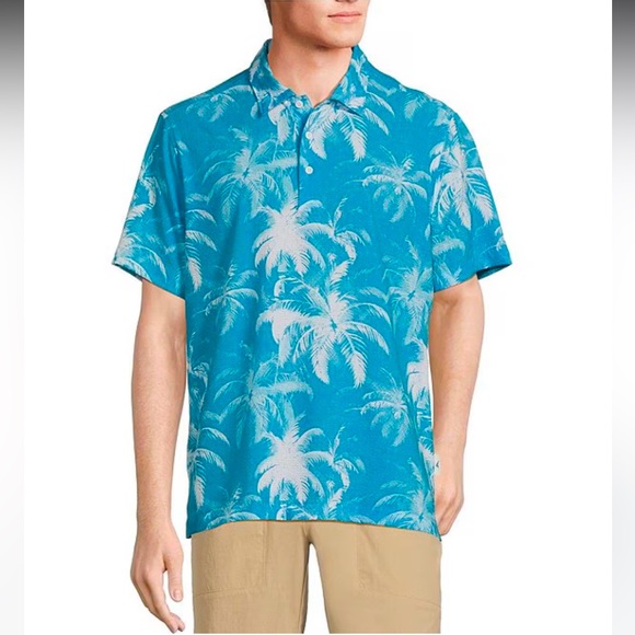 NWT Tommy BahamaBahama Coast Palm Burst Short Sleeve Polo Shirt
